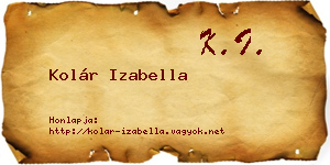 Kolár Izabella névjegykártya